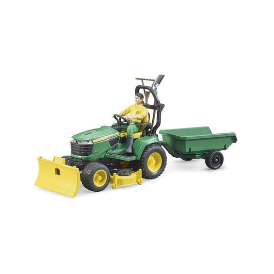 BRUDER® 62104 bworld John Deere Rasentraktor mit Anhänger und Gärtner