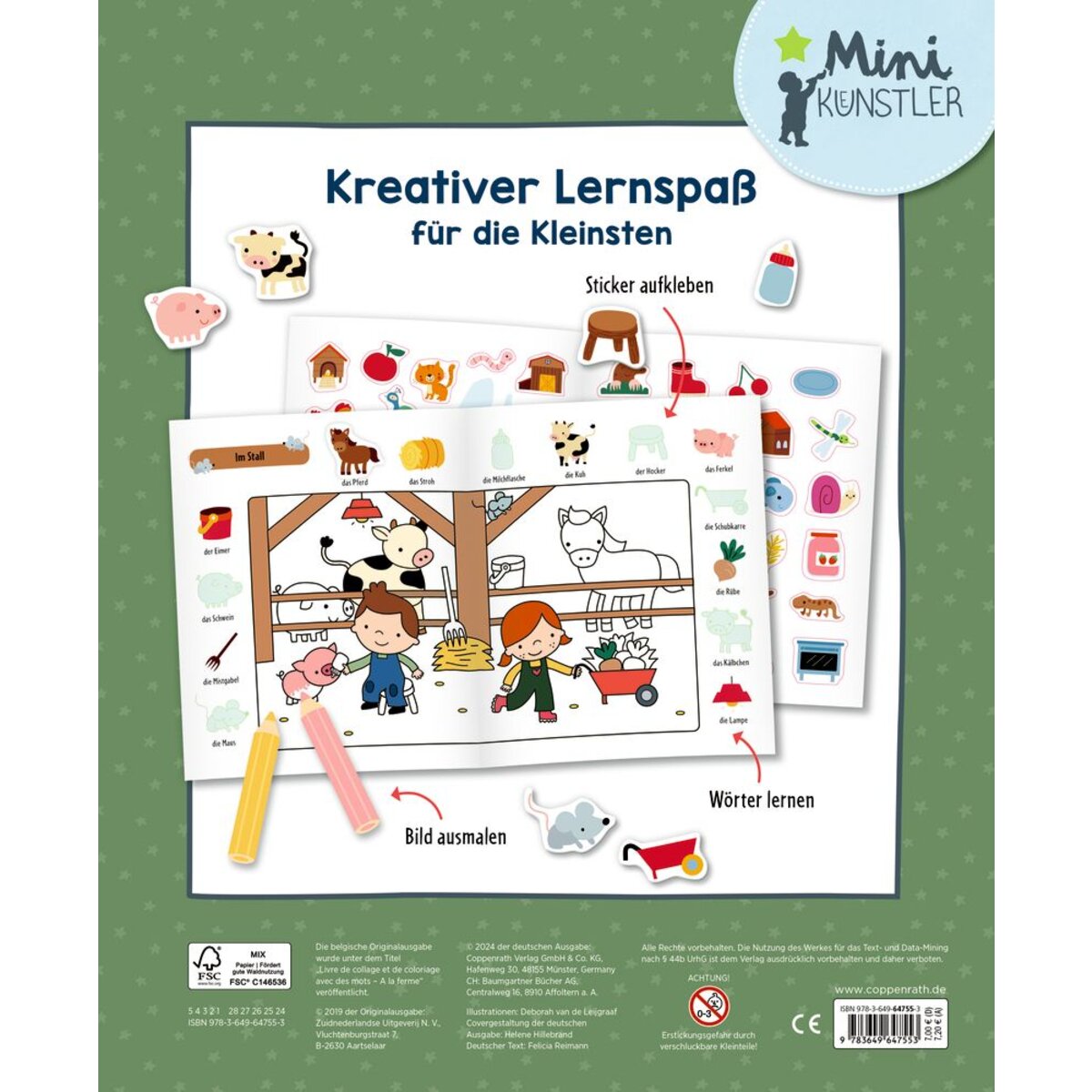 Coppenrath Verlag Mein 1. Sticker-Malbuch: Bauernhof - Mini-Künstler