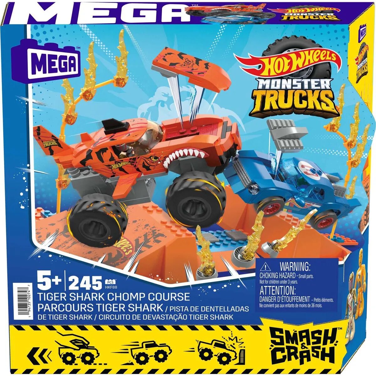 Hot Wheels MEGA Hot Wheels Monster Trucks Tiger Shark Crash Wettkampf