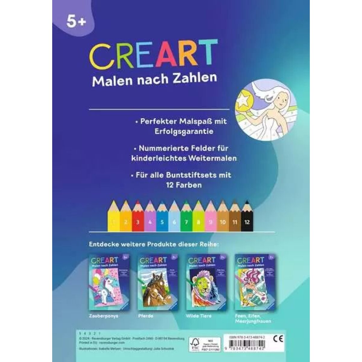 Ravensburger CreArt Malen nach Zahlen ab 5: Regenbogenland