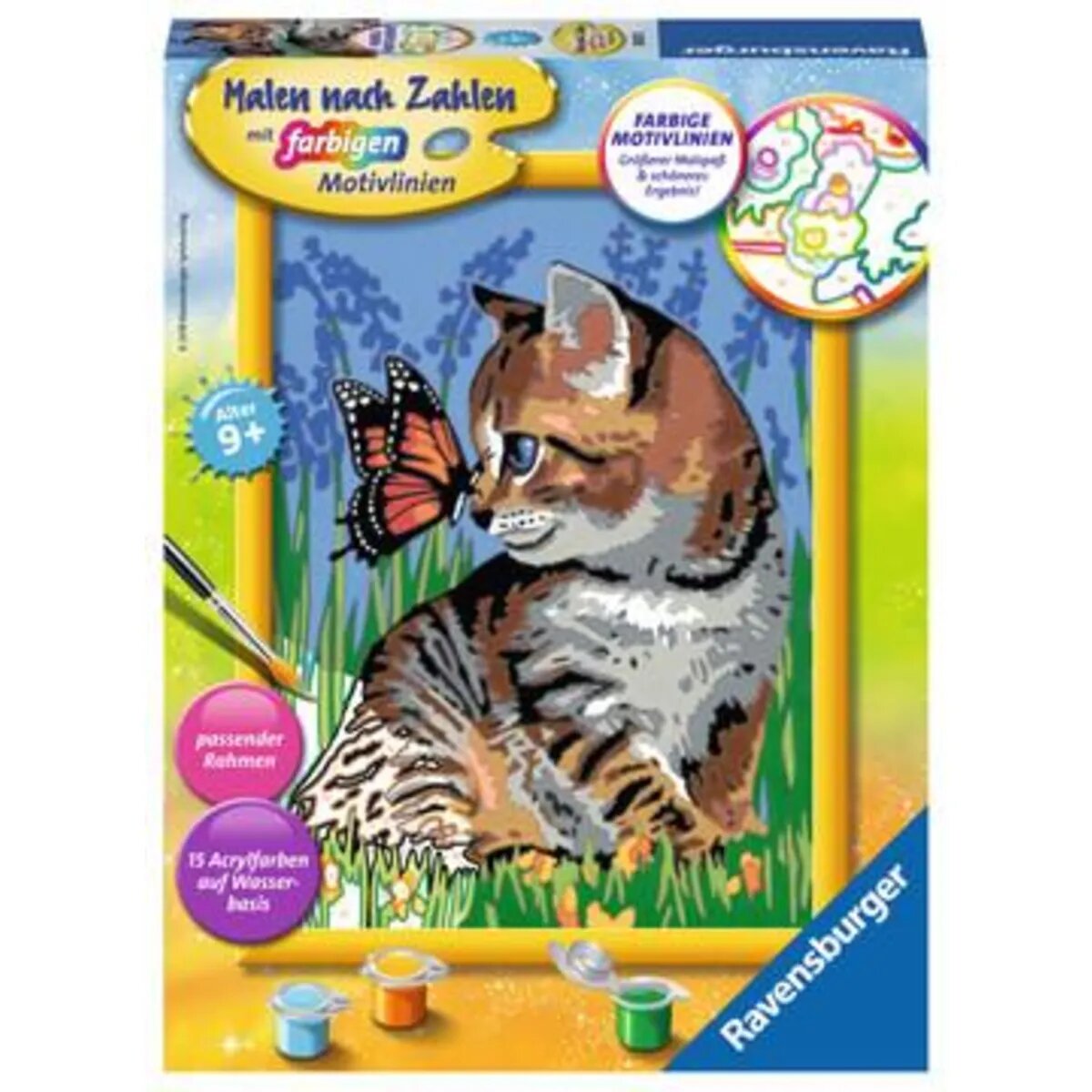 Ravensburger CreArt, Malen nach Zahlen - Katze mit Schmetterling