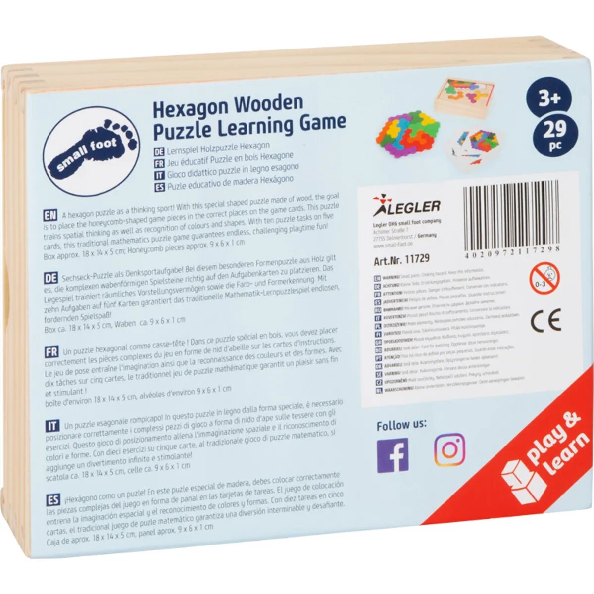 small foot Lernspiel Holzpuzzle Hexagon