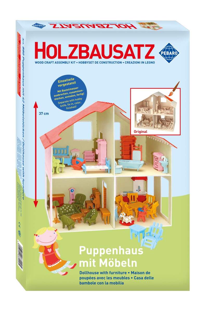 Pebaro Holzbausatz Puppenhaus Mit Möbeln