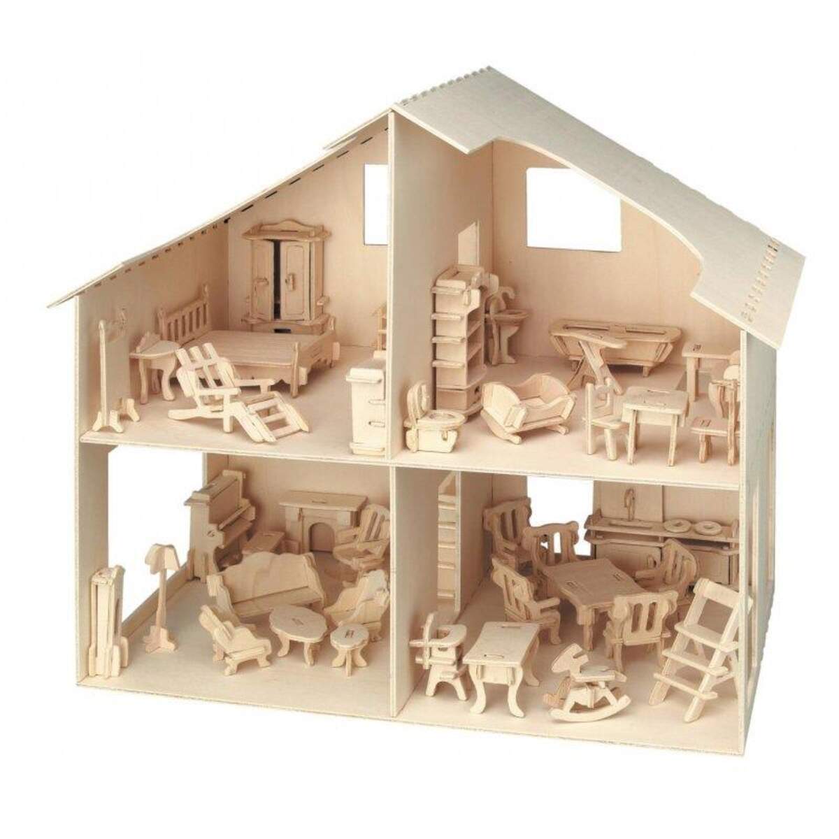 Pebaro Holzbausatz Puppenhaus Mit Möbeln
