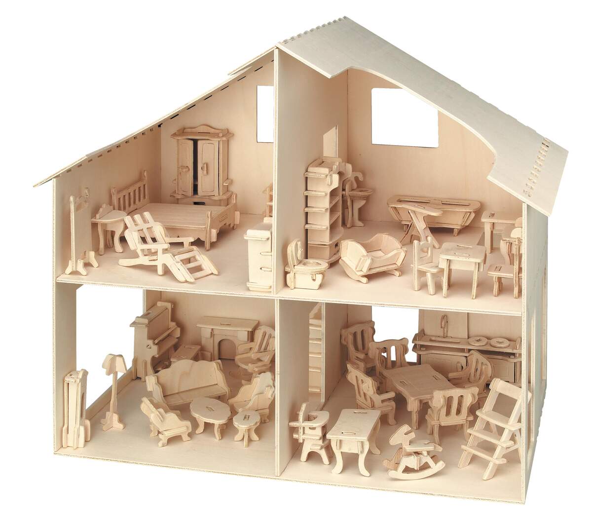 Pebaro Holzbausatz Puppenhaus Mit Möbeln