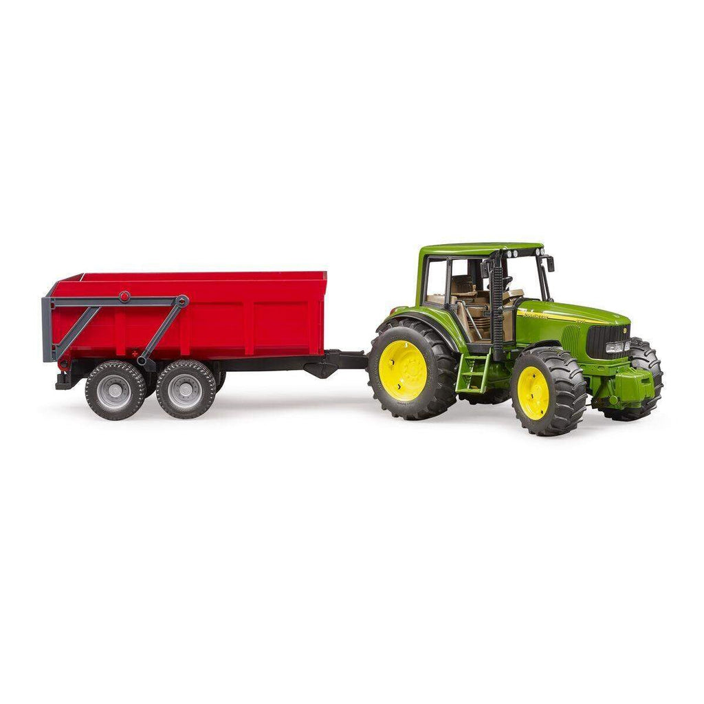 BRUDER® 2057 John Deere mit Wannenkippanhänger (rot)