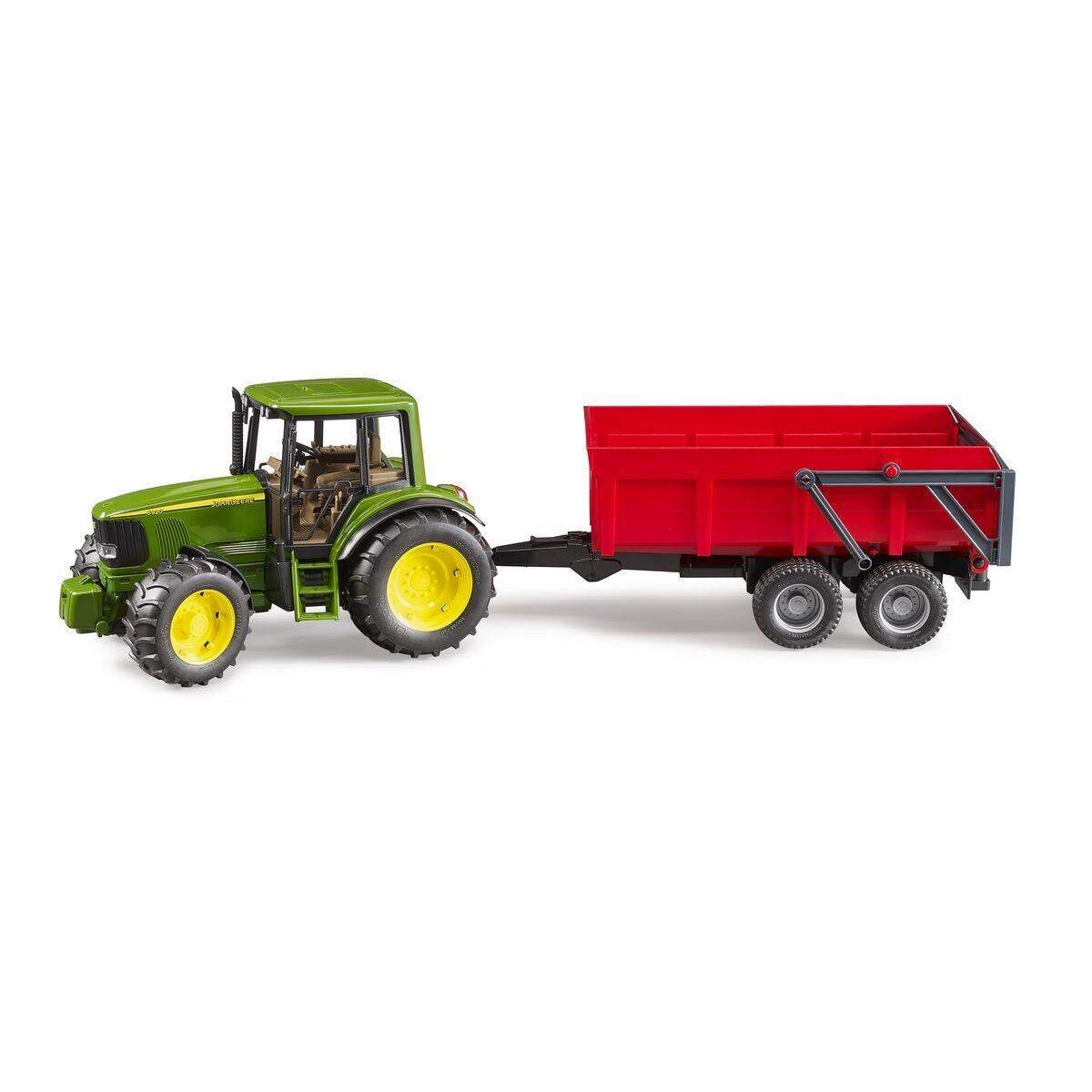 BRUDER® 2057 John Deere mit Wannenkippanhänger (rot)