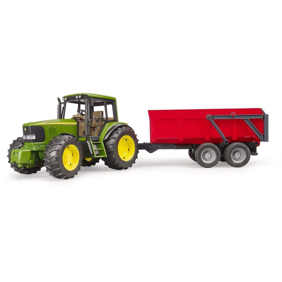 BRUDER® 2057 John Deere mit Wannenkippanhänger (rot)