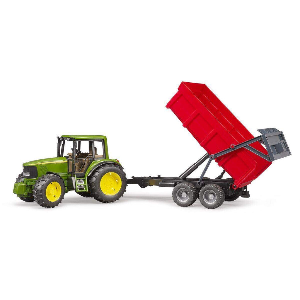 BRUDER® 2057 John Deere mit Wannenkippanhänger (rot)