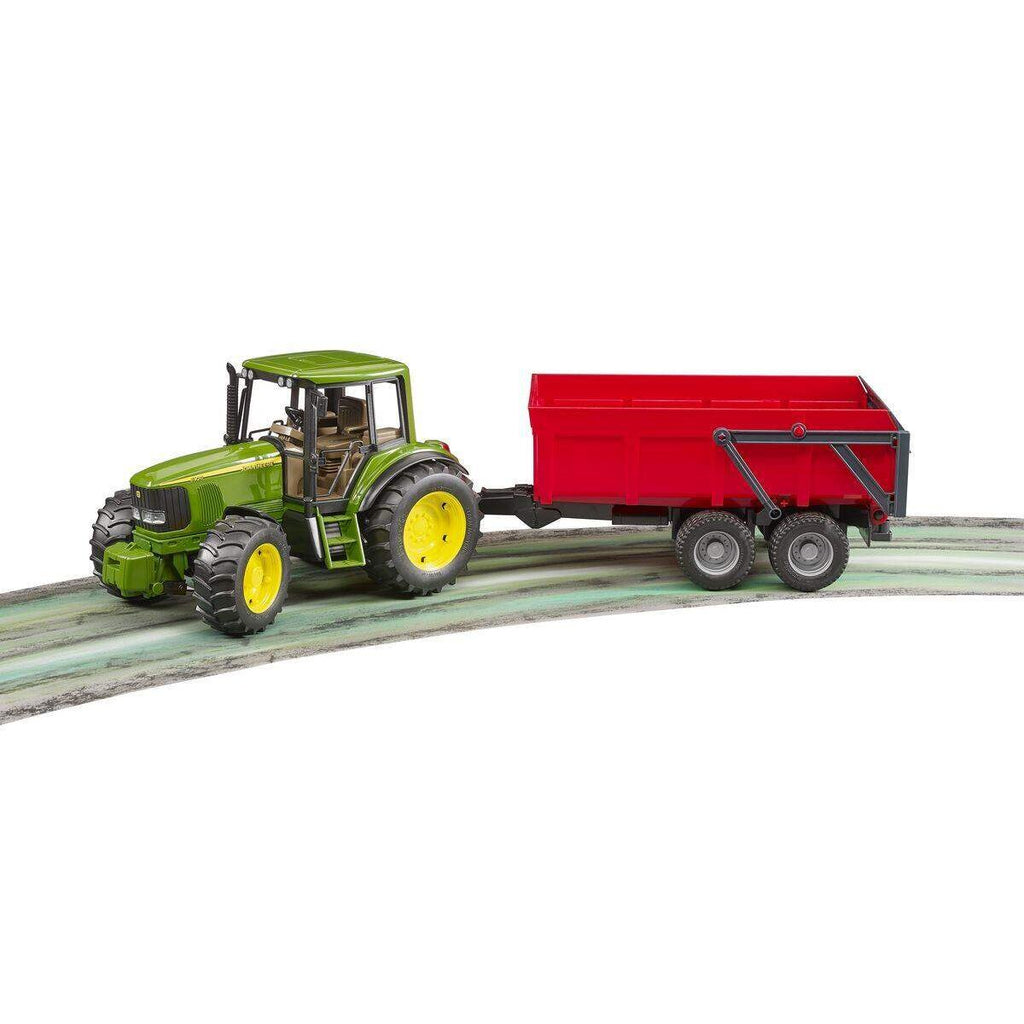 BRUDER® 2057 John Deere mit Wannenkippanhänger (rot)