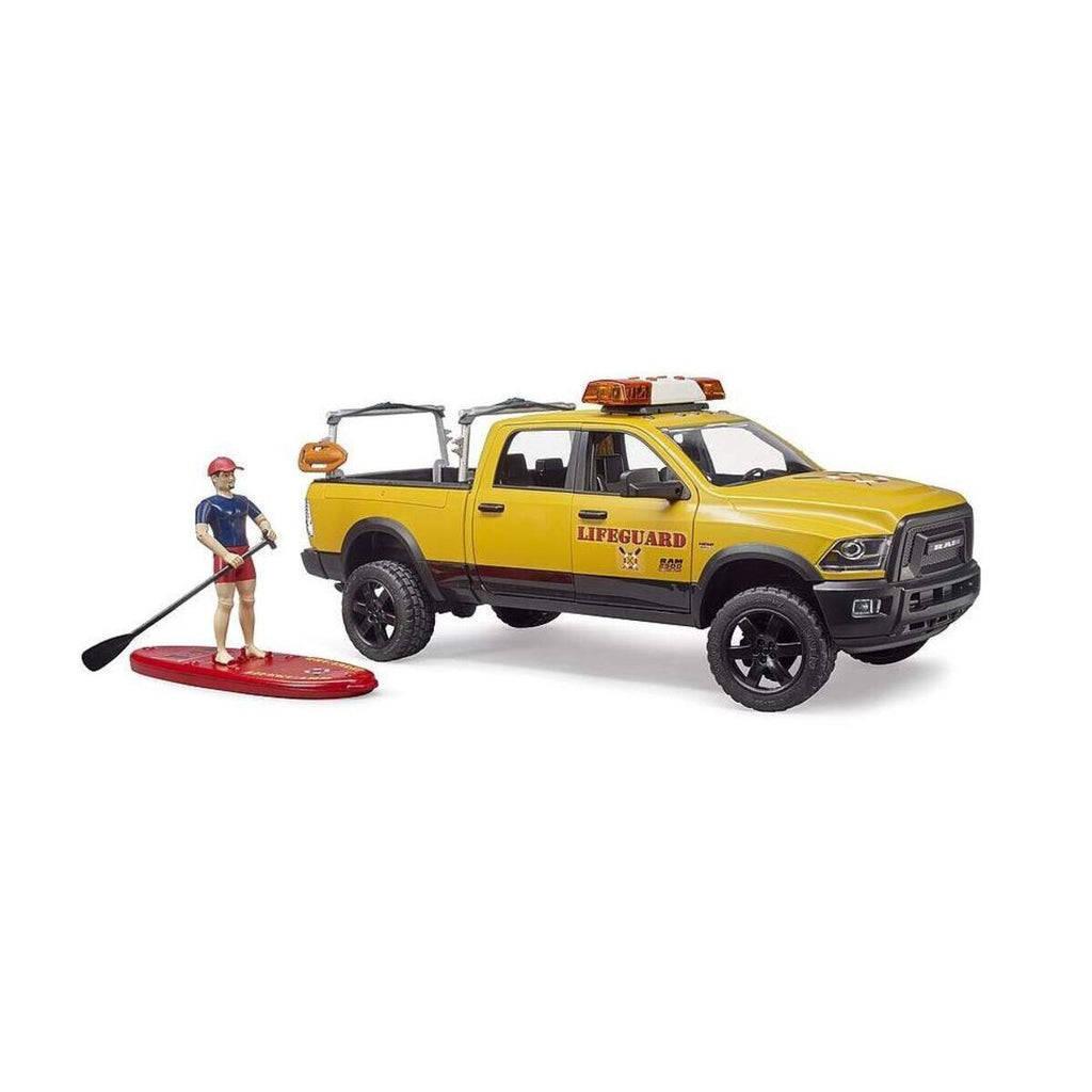 BRUDER® RAM 2500 Power Wagon Life Guard mit Figur, Stand Up Paddle und Light & Sound Modul