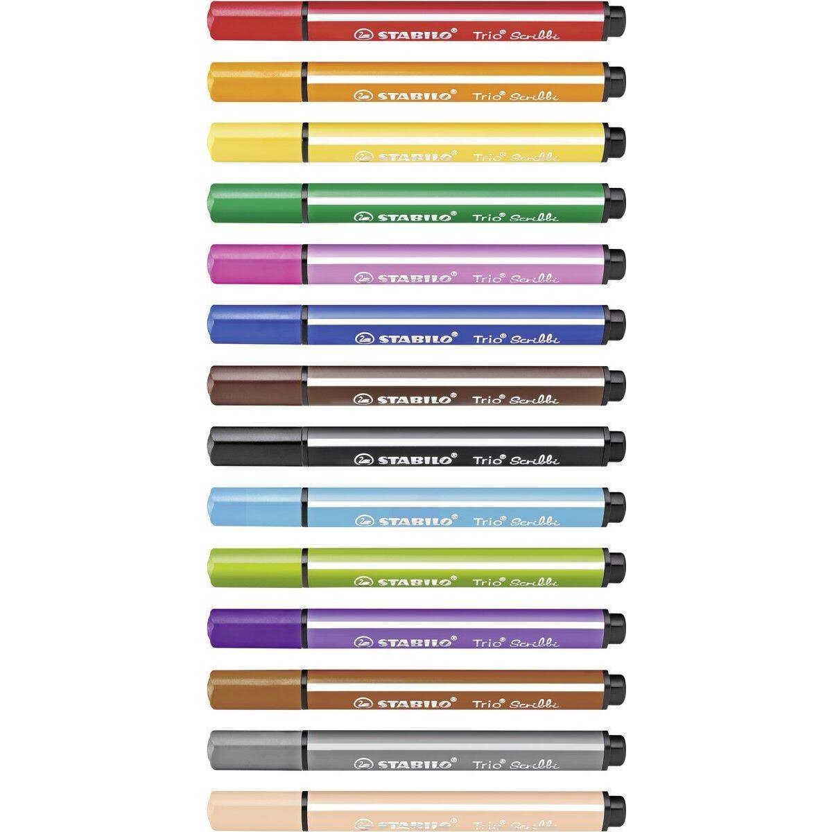 Gefederter Dreikant-Filzstift - STABILO Trio Scribbi - 14er Pack - mit 14 verschiedenen Farben
