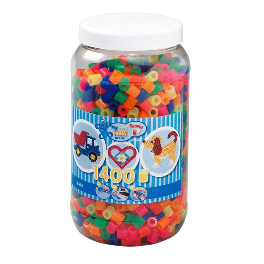 Hama Bügelperlen Maxi Dose Neonmix, 1400 Stück