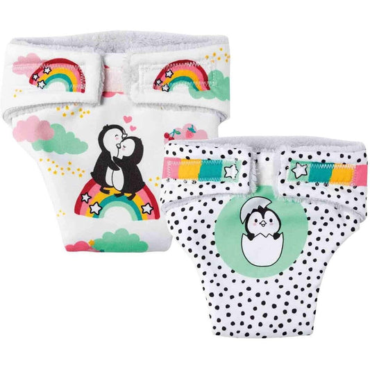 Heless 120 - Stoff-Windeln für Puppen im Pinguin Pünktchen Design, Größe 35 - 45 cm