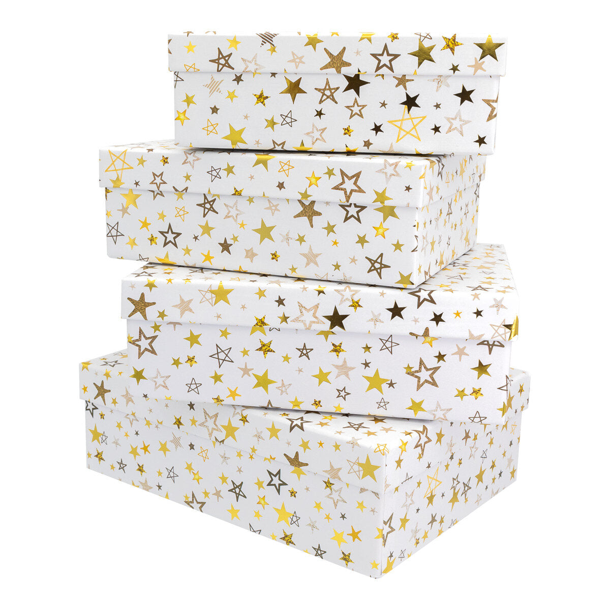 Idena Geschenkboxen Weihnachten Sternenmotiv FSC-Mix, 4er Set