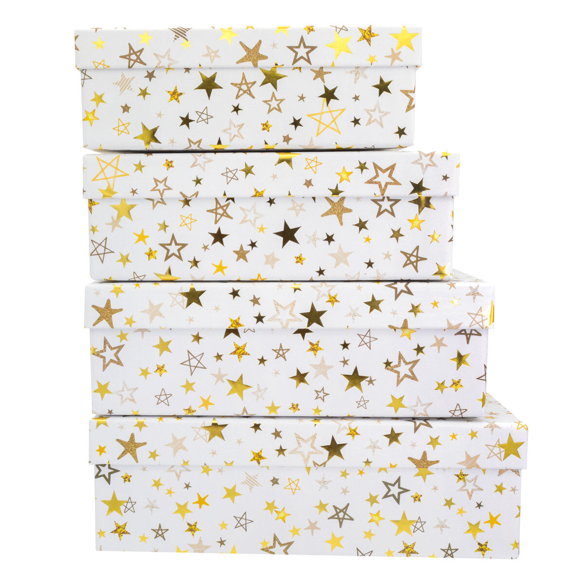Idena Geschenkboxen Weihnachten Sternenmotiv FSC-Mix, 4er Set