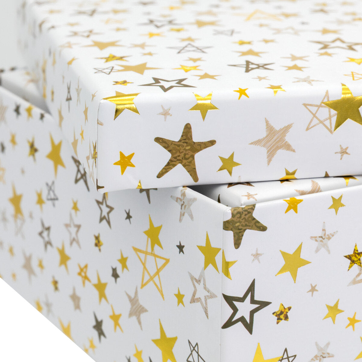 Idena Geschenkboxen Weihnachten Sternenmotiv FSC-Mix, 4er Set