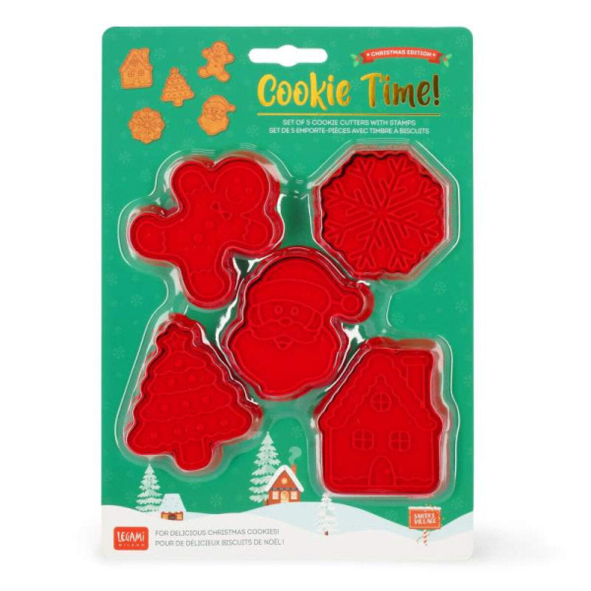 Legami Ausstechformen mit Stempeln Cookie Time! Weihnachten, 5-teilig