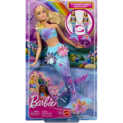 Mattel Barbie Flower Magic Meerjungfrau Spielzeugpuppe mit Perlen