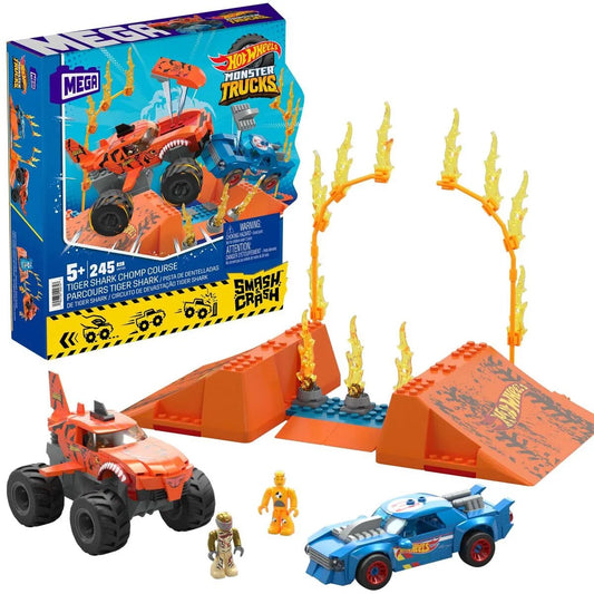 Hot Wheels MEGA Hot Wheels Monster Trucks Tiger Shark Crash Wettkampf