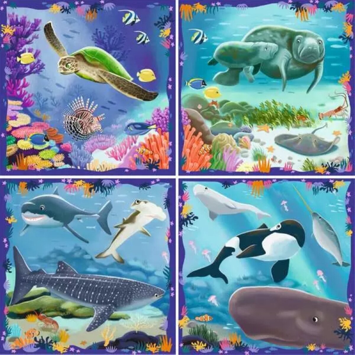 Ravensburger Kinderpuzzle 64 + 72 + 81 + 90 Teile Meereszeiten