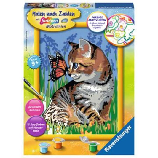 Ravensburger CreArt, Malen nach Zahlen - Katze mit Schmetterling