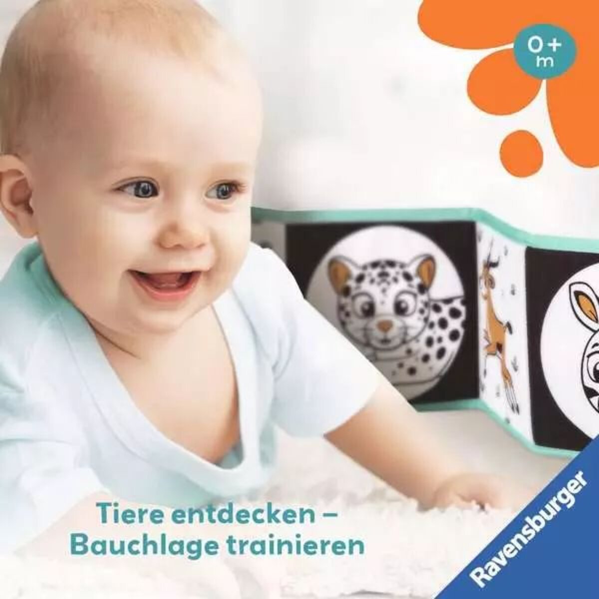 Ravensburger play+ Mein allererstes Stoffbuch (für die Bauchlage): Wilde Tiere (Leporello)