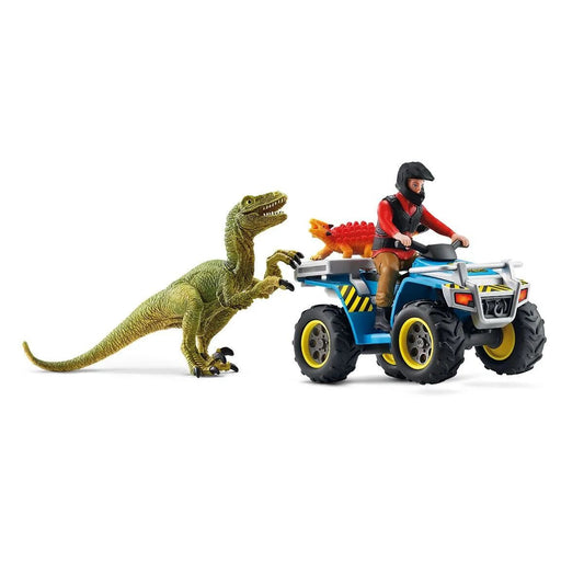 schleich® DINOSAURS 41466 Dinosaurs - Flucht auf Quad vor Velociraptor
