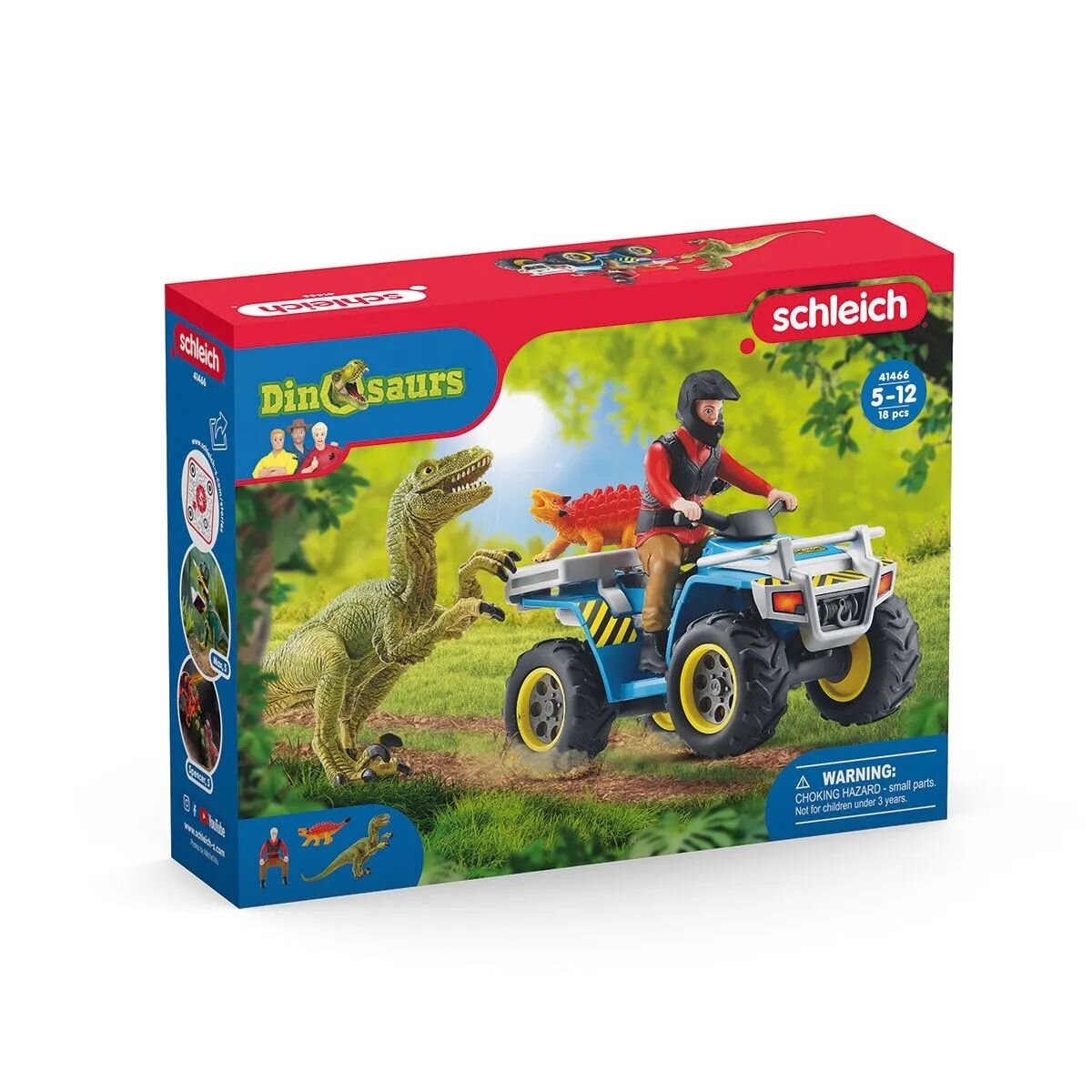 schleich® DINOSAURS 41466 Dinosaurs - Flucht auf Quad vor Velociraptor