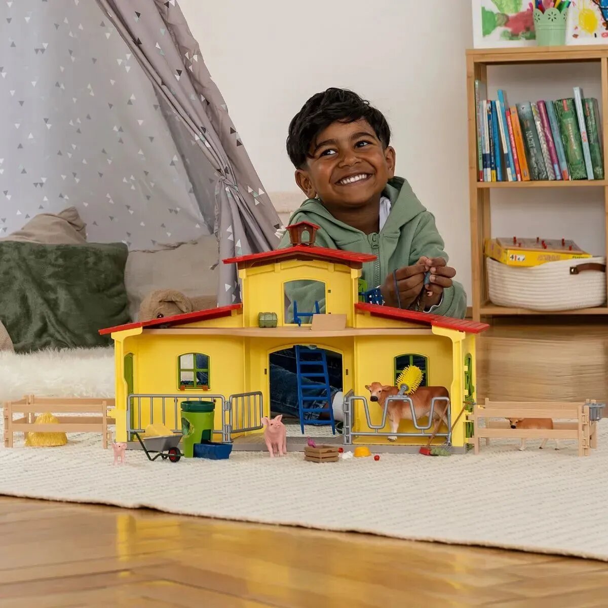 schleich® FARM WORLD 42605 Großer Stall mit Tieren und Zubehör