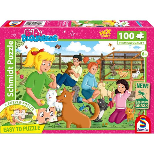 Schmidt Spiele Puzzle - Bibi Blocksberg: Tierpension, 100 Teile, Eco-Friendly, Gras Kinderpuzzle