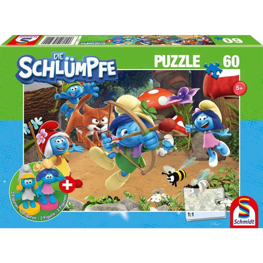 Schmidt Spiele Puzzle -  Azrael in Schlumpfhausen, 60 Teile, mit Add-on (2 Figuren)