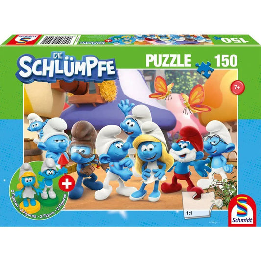 Schmidt Spiele Puzzle - Schlumpfige Freunde, 150 Teile, mit Add-on (2 Figuren)
