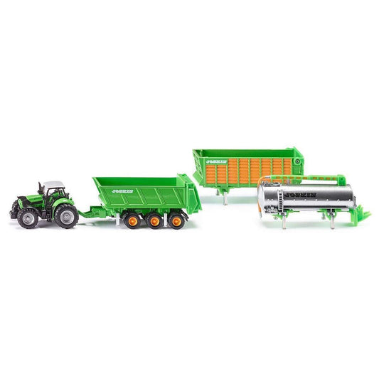 SIKU 1848 Traktor DEUTZ-FAHR mit Joskin Anhängerset