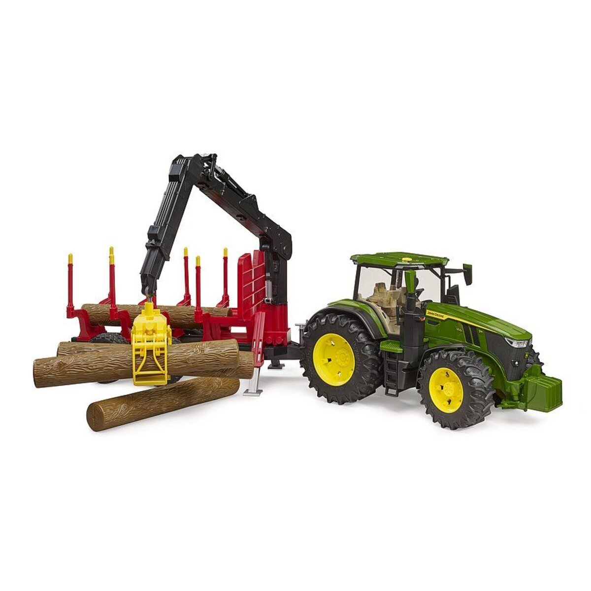 BRUDER® Traktor John Deere 7R 350 mit Rückeanhänger und 4 Baumstämmen