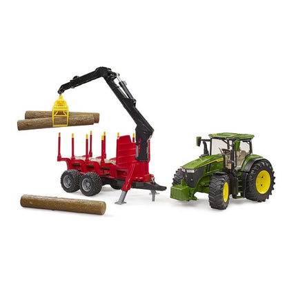 BRUDER® Traktor John Deere 7R 350 mit Rückeanhänger und 4 Baumstämmen