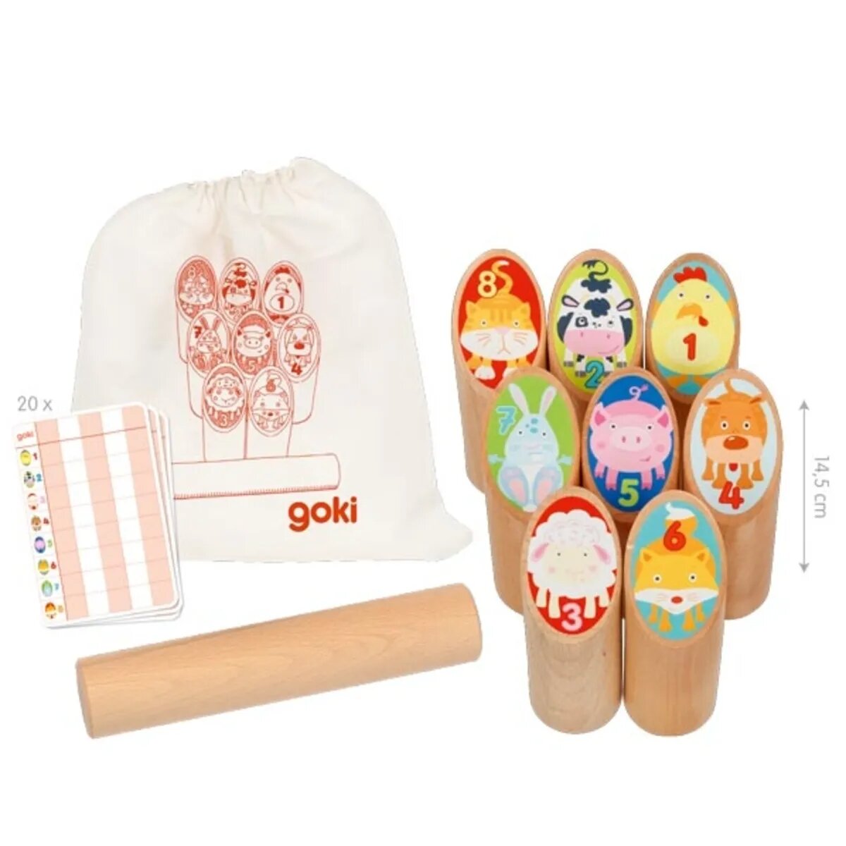 goki Wikinger Tier Kubb, im Baumwollbeutel