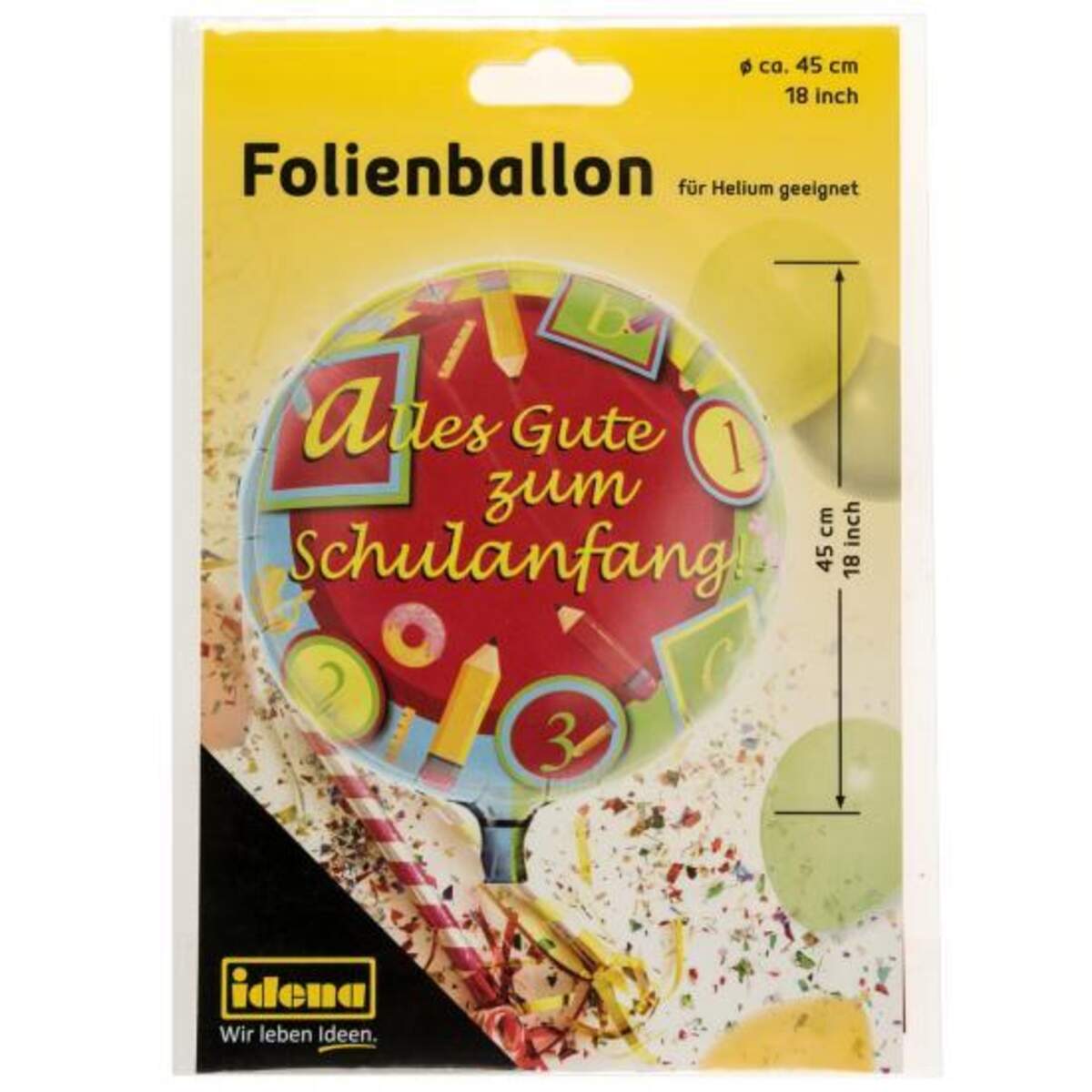 Idena Folienballon "Schulanfang", Ø 45 cm, für Helium geeignet