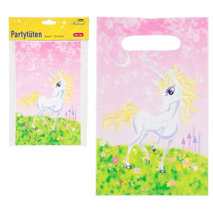 Idena Partybeutel Unicorn 12 Stück, ca. 15x22cm