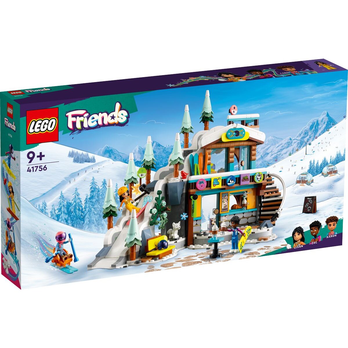 LEGO® Friends 41756 Skipiste und Café, Winter-Set mit Puppen und Tierfigur