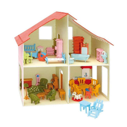 Pebaro Holzbausatz Puppenhaus Mit Möbeln