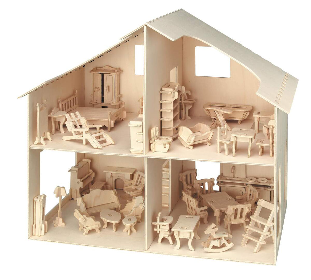 Pebaro Holzbausatz Puppenhaus Mit Möbeln