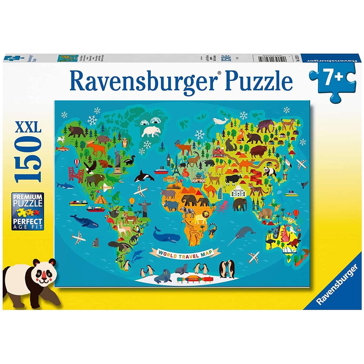 Ravensburger Kinderpuzzle - Tierische Weltkarte, 150 Teile
