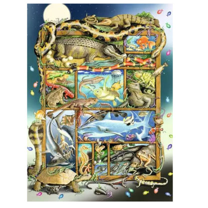 Ravensburger Kinderpuzzle Reptilien im Regal, 200 Teile
